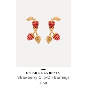 Oscar de la Renta Red and Gold Strawberry Clip-On Earrings